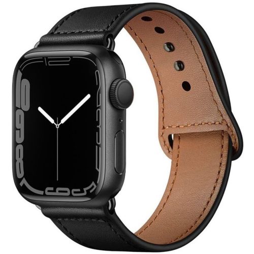 Apple Watch 4-6, SE, SE (2022) (42 / 44 mm) / Watch 7-9 (45 mm) / Watch Ultra 1-2 (49 mm), kožený remienok, nastaviteľný, TP LeatherFit, čierny
