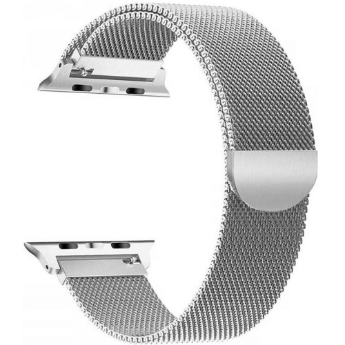 Apple Watch 4-6, SE, SE (2022) (42 / 44 mm) / Watch 7-9 (45 mm) / Watch Ultra 1-2 (49 mm), kovový zadný remienok, milánsky štýl, TP MilaneseBand, strieborná