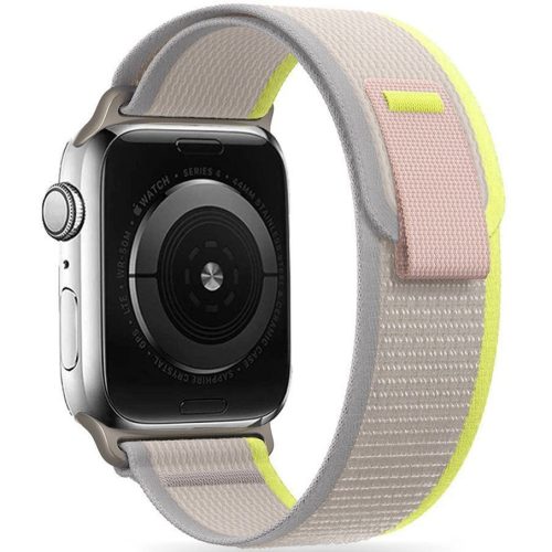 Apple Watch 4-6, SE, SE (2022) (42 / 44 mm) / Watch 7-9 (45 mm) / Watch Ultra 1-2 (49 mm), textilný remienok, nylonový, nastaviteľný, priedušný, TP Nylon, béžová/žltá