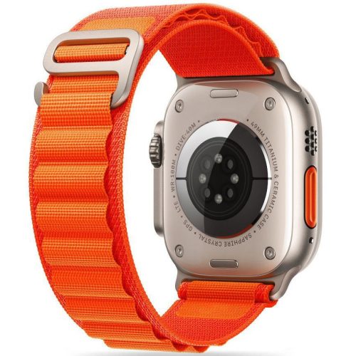 Apple Watch 4-6, SE, SE (2022) (42 / 44 mm) / Watch 7-9 (45 mm) / Watch Ultra 1-2 (49 mm), textilný remienok, nylon, nastaviteľný, vlnitý dizajn, TP Nylon Pro, oranžová
