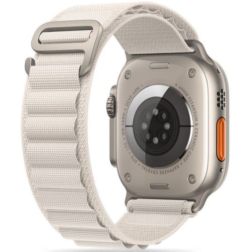 Apple Watch 4-6, SE, SE (2022) (38 / 40 mm) / Watch 7-9 (41 mm), textilný remienok, nylonový, nastaviteľný, zvlnený dizajn, TP Nylon Pro, biely