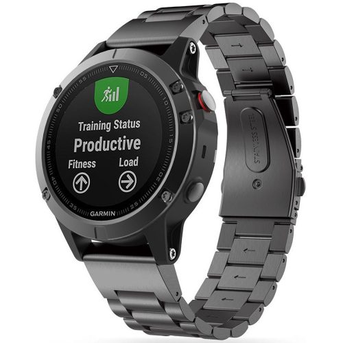 Garmin Fenix 3 / 3 HR / 5X / 5X Plus / 6X / 6X Pro / 7X, kovový zadný remienok, TP Stainless, čierna