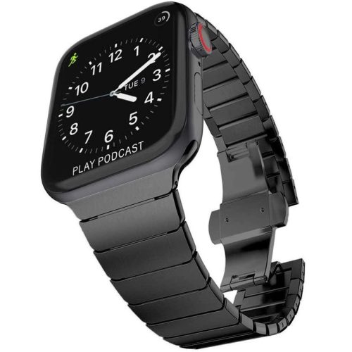 Apple Watch 4-6, SE, SE (2022) (42 / 44 mm) / Watch 7-9 (45 mm) / Watch Ultra 1-2 (49 mm), kovový zadný remienok, TP LinkBand, čierna