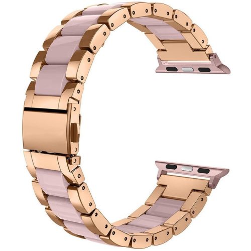 Apple Watch 4-6, SE, SE (2022) (38/40 mm) / Watch 7-9 (41 mm), kovový zadný remienok, TP Modern, ružovo zlatá/fialová