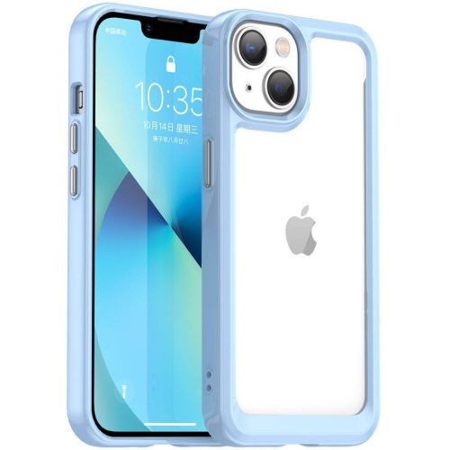 Apple iPhone 15 Plus, Silikónová ochrana displeja, akrylová zadná strana, Wooze Bright Edges, transparentná/svetlomodrá