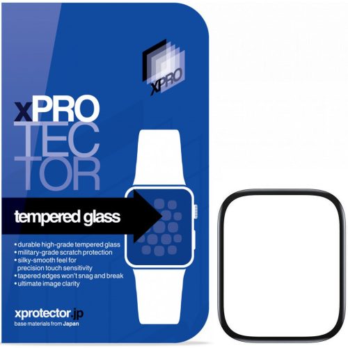 Apple Watch 1-6 (38 mm), Ochranné sklo, Fólia odolná proti nárazu (aj na zakrivené časti!), Tvrdené sklo, Xprotector Tempered Glass Full 3D FG, čierna