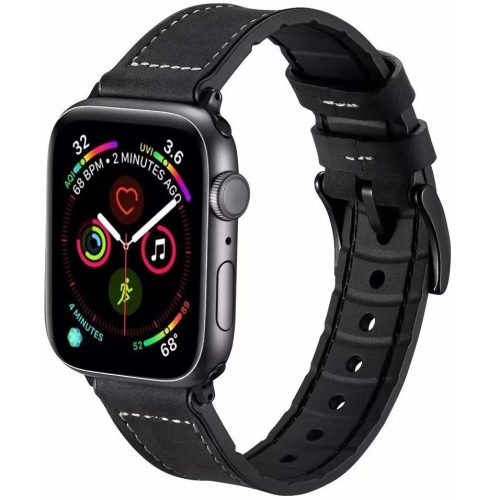 Apple Watch 4-6, SE, SE (2022) (42 / 44 mm) / Watch 7-9 (45 mm) / Watch Ultra 1-2 (49 mm), kožený + silikónový remienok, nastaviteľný, Xprotector, čierny