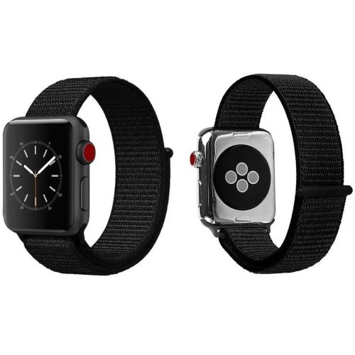 Apple Watch 4-6, SE, SE (2022) (38 / 40 mm) / Watch 7-9 (41 mm), textilný remienok, zapínanie na suchý zips, nastaviteľný, Xprotector, čierny