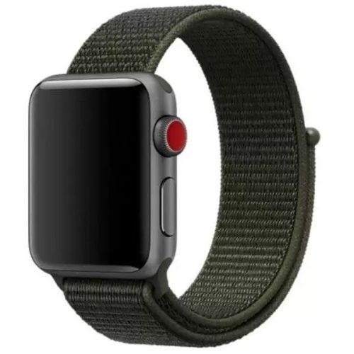 Apple Watch 4-6, SE, SE (2022) (38 / 40 mm) / Watch 7-9 (41 mm), textilný remienok, zapínanie na suchý zips, nastaviteľný, Xprotector, tmavozelený