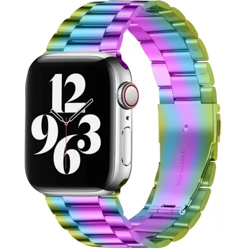 Apple Watch 4-6, SE, SE (2022) (38 / 40 mm) / Watch 7-9 (41 mm), kovový zadný remienok, nerezová oceľ, hrubý, Xprotector, dúhový