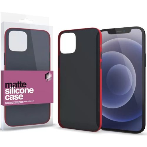 Apple iPhone 13, Silikónové puzdro s farebnými tlačidlami, Xprotector Matte, priesvitné/červené