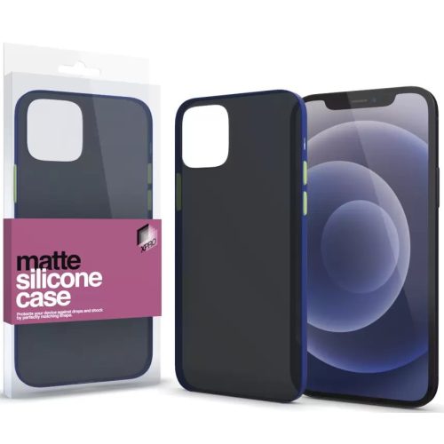 Apple iPhone 14, Silikónové puzdro s farebnými tlačidlami, Xprotector Matte, priesvitné/modré