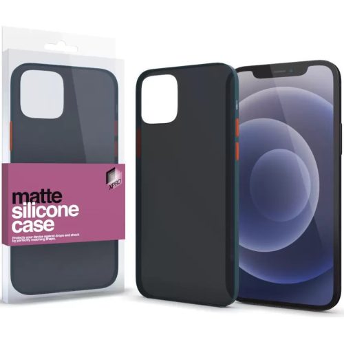 Apple iPhone 14 Pro, Silikónové puzdro s farebnými tlačidlami, Xprotector Matte, priesvitné/tmavozelené