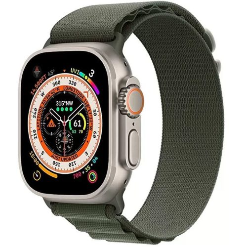 Apple Watch 4-6, SE, SE (2022) (42 / 44 mm) / Watch 7-9 (45 mm) / Watch Ultra 1-2 (49 mm), textilný remienok, nylon, nastaviteľný, vlnitý dizajn, Xprotector, tmavozelený