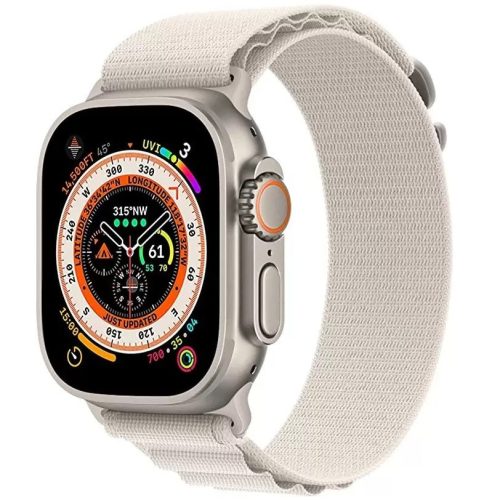 Apple Watch 4-6, SE, SE (2022) (42 / 44 mm) / Watch 7-9 (45 mm) / Watch Ultra 1-2 (49 mm), textilný remienok, nylon, nastaviteľný, vlnitý dizajn, Xprotector, biely
