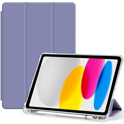 Apple iPad 10.9 (2022), puzdro s držiakom na ceruzku Apple Pencil, priehľadný silikónový zadný kryt, Smart Case, Xprotector Smart Book Flip, chudšia šedá