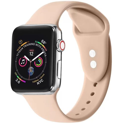 Apple Watch 4-6, SE, SE (2022) (38 / 40 mm) / Watch 7-9 (41 mm), silikónový remienok, nastaviteľný, držiak s dvoma otvormi, Xprotector, broskyňová