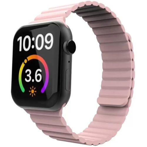 Apple Watch 4-6, SE, SE (2022) (38 / 40 mm) / Watch 7-9 (41 mm), silikónový remienok, magnetické zapínanie, 3D vzor, Xprotector, ružová