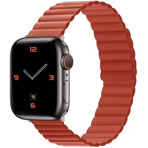 Apple Watch 4-6, SE, SE (2022) (42 / 44 mm) / Watch 7-9 (45 mm) / Watch Ultra 1-2 (49 mm), silikónový remienok, magnetické zapínanie, 3D vzor, Xprotector, červená