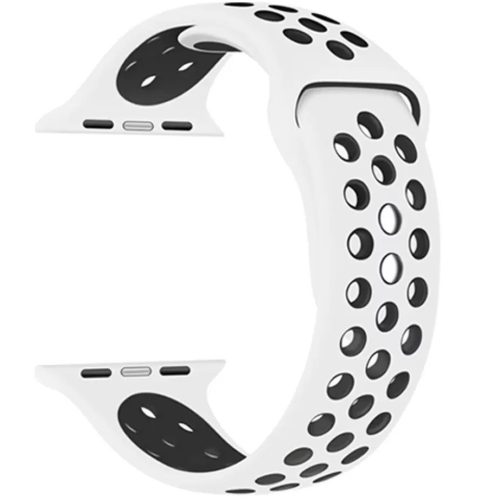 Apple Watch 4-6, SE, SE (2022) (42 / 44 mm) / Watch 7-9 (45 mm) / Watch Ultra 1-2 (49 mm), silikónový remienok, nastaviteľný, s otvormi, Xprotector, biela/čierna