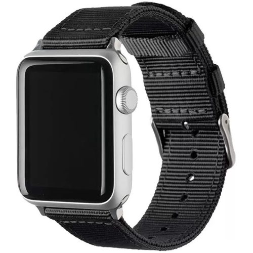 Apple Watch 4-6, SE, SE (2022) (42 / 44 mm) / Watch 7-9 (45 mm) / Watch Ultra 1-2 (49 mm), plastový remienok, tkaný, nastaviteľný, držiak na tkaný remienok, Xprotector, čierny