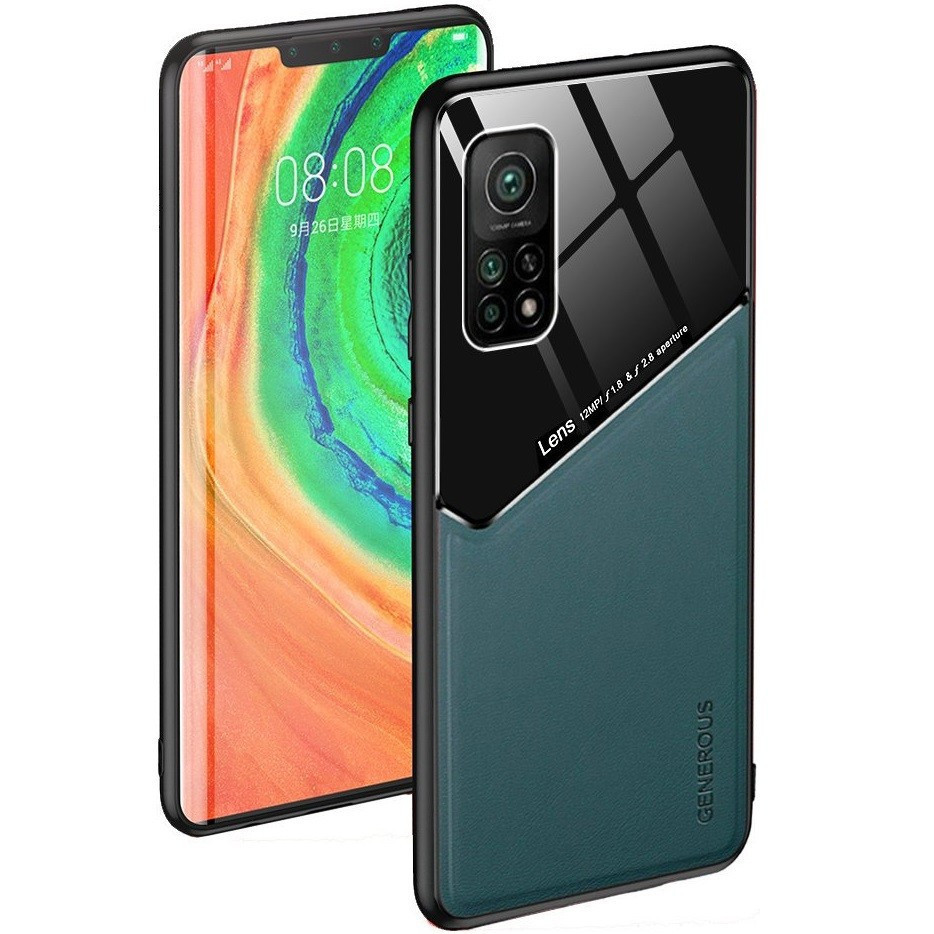 Huawei P40, silikónové puzdro, koža a zadná strana z plexiskla, stredne odolné voči nárazom, kompatibilné s magnetickým držiakom, Wooze Texture, zelená farba