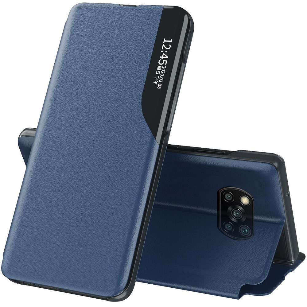 Samsung Galaxy A22 4G SM-A225F, puzdro s bočným otváraním, stojan s indikátorom hovoru, Wooze FashionBook, modrá