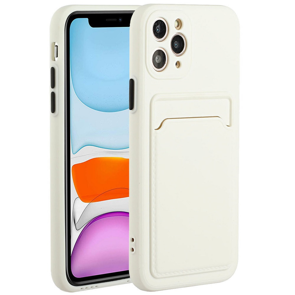 Samsung Galaxy A03s SM-A037F, silikónové puzdro s držiakom kariet, Wooze Card Slot, biele, továrenské