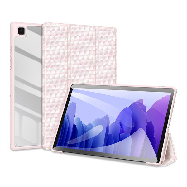 Samsung Galaxy Tab A7 10.4 (2020) SM-T500 / T505, Folder Case, Trifold, päta so vzduchovým vankúšom, stredne odolná proti nárazom, priehľadná zadná strana, Dux Ducis Toby, ružová