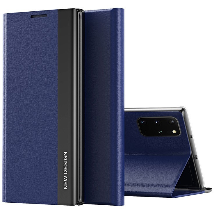 Samsung Galaxy A02 SM-A022F, puzdro s bočným otváraním, stojan, Wooze Silver Line, tmavomodrá