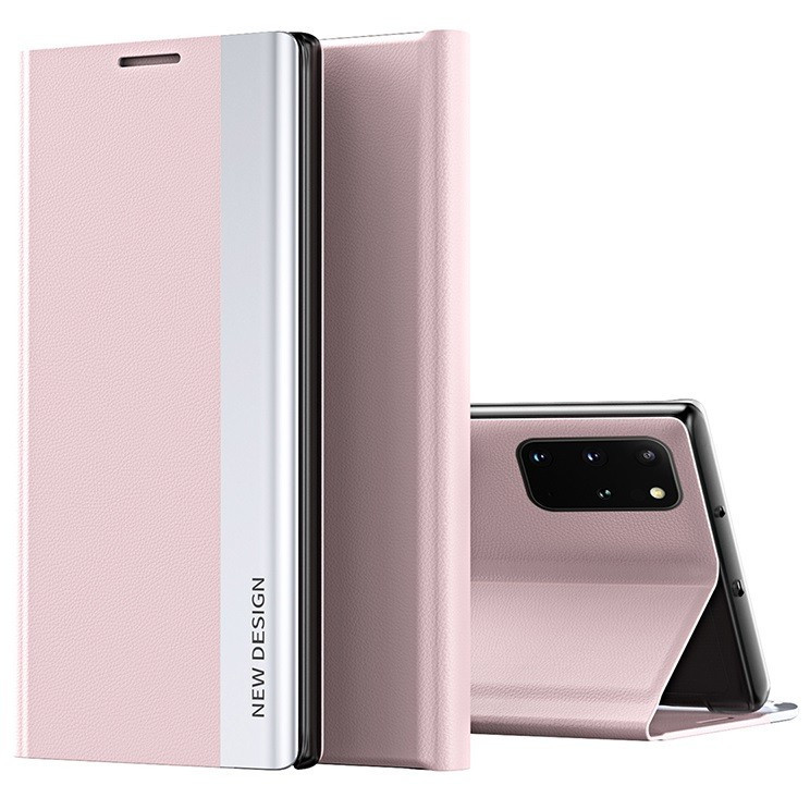 Samsung Galaxy Note 20 Ultra / 20 Ultra 5G SM-N985 / N986, puzdro s bočným otváraním, stojan, Wooze Silver Line, ružová