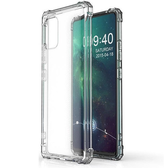 Samsung Galaxy A52 / A52 5G / A52s 5G SM-A525F / A526B / A528B, silikónové puzdro s rohom so vzduchovým vankúšom, Wooze Silicone Armor, transparentné