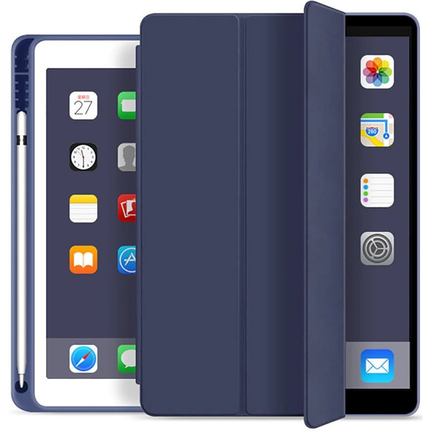 Apple iPad 10.2 (2019 / 2020 / 2021), Puzdro typu folder s držiakom ceruzky Apple Pencil, Smart Case, tmavomodré