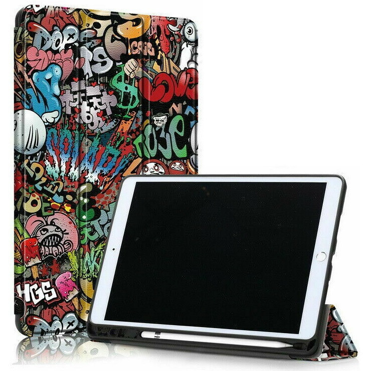Apple iPad Pro 12.9 (2020), puzdro s držiakom Apple Pencil, vzor graffiti, Smart Case, Wooze New Style Trifold Case, farebné