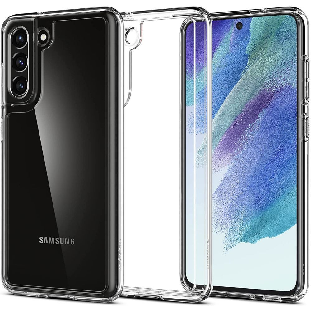 Samsung Galaxy S21 FE 5G SM-G990, Plastový zadný kryt + silikónový rám, Spigen Ultra Hybrid, priehľadný