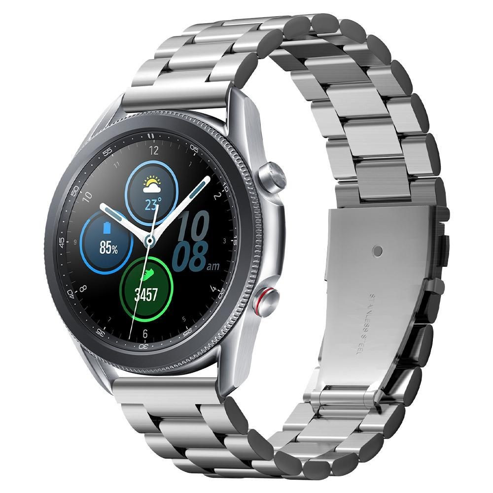 Samsung Galaxy Watch 3 (45 mm) SM-R840 / R845, kovový zadný remienok, Spigen Modern Fit, strieborná