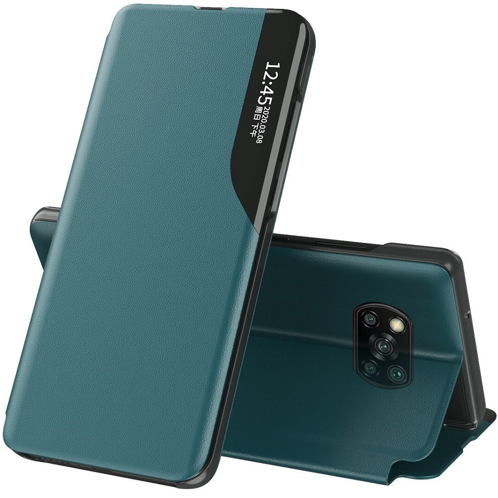 Samsung Galaxy S22 Ultra 5G SM-S908, puzdro s bočným otváraním, stojan s indikátorom hovoru, Wooze FashionBook, zelená
