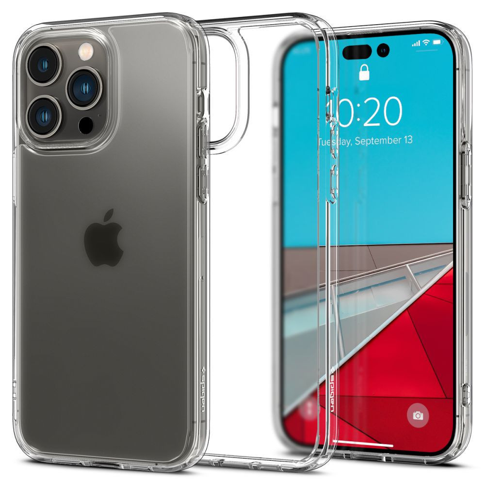 Apple iPhone 14 Pro Max, Plastový zadný kryt + silikónový rám, Spigen Ultra Hybrid Matte, priesvitný