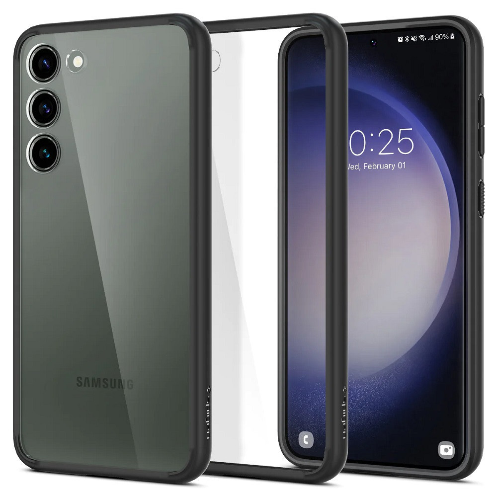 Samsung Galaxy S23 Plus SM-S916, plastový zadný kryt + silikónový rám, Spigen Ultra Hybrid, priehľadný/čierny