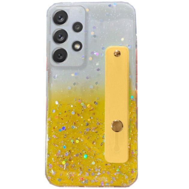 Apple iPhone 12 Pro, silikónové puzdro, stredne odolné proti nárazu, s remienkom na ruku, farebný prenos, lesklý vzor, Wooze Strap Star, vzorovaný/žltý