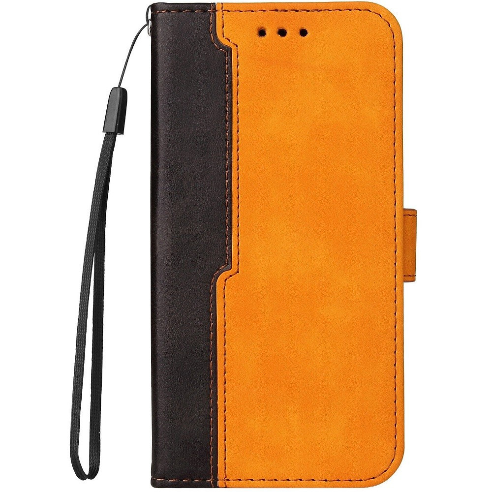 Samsung Galaxy A12 / A12 Nacho / M12 SM-A125F / A127F / M127F, puzdro s bočným otváraním, stojanom, s držiakom na karty, s remienkom na zápästie, Wooze Colour Wallet, oranžová farb