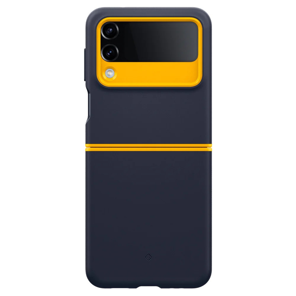Samsung Galaxy Z Flip4 SM-F721B, silikónové puzdro, stredne odolné voči nárazom, päta so vzduchovým vankúšom, Spigen Caseology Nano Pop, tmavomodré