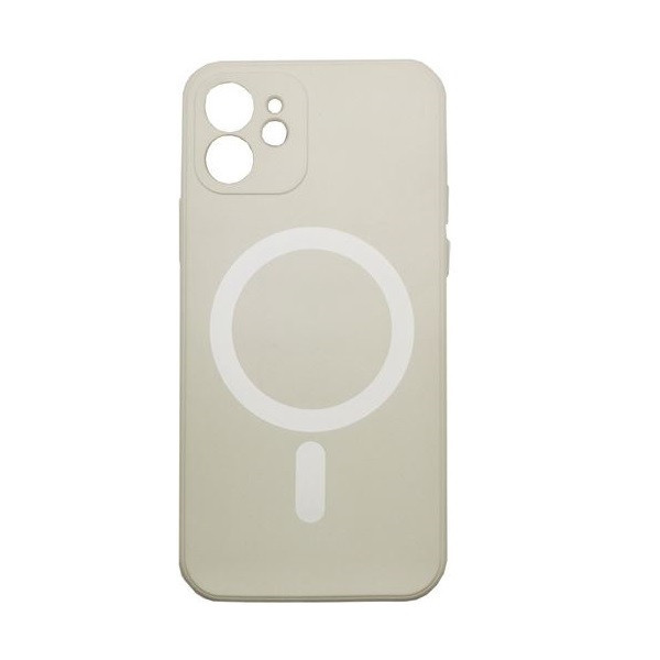 Apple iPhone 15 Pro, Silikónové puzdro s magnetickým krúžkom, kompatibilné s nabíjačkou MagSafe, Wooze Magsafe Case, biele