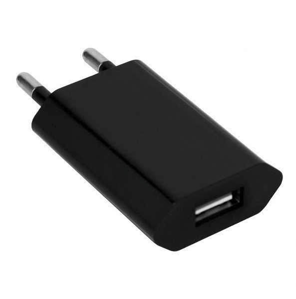 Sieťový nabíjací adaptér, USB, 1000mAh, čierny