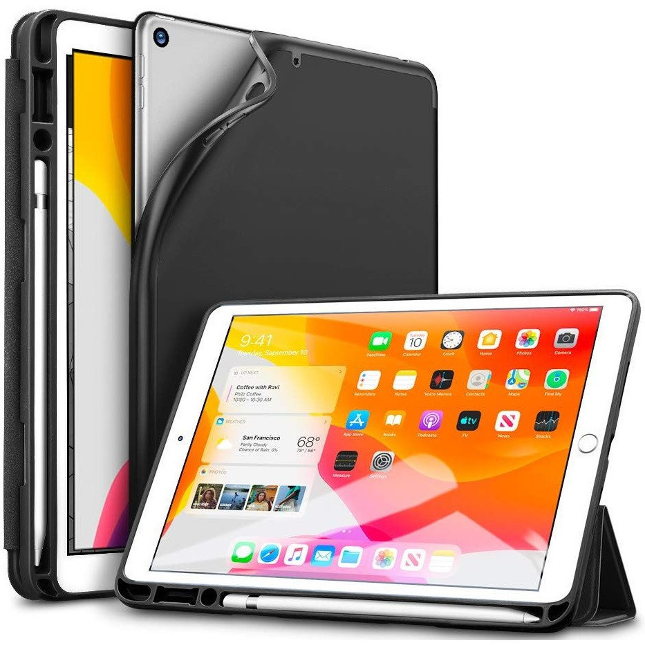 Apple iPad 10.2 (2019 / 2020 / 2021), puzdro Folder Case, s držiakom Apple Pencil, Smart Case, ESR Rebound, čierna