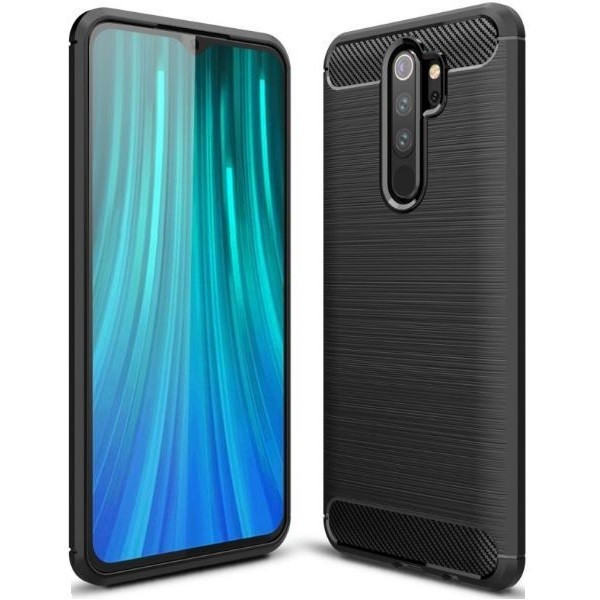 LG K30 (2019), silikónové puzdro, stredne odolné voči nárazom, kartáčované, karbónový vzor, čierne