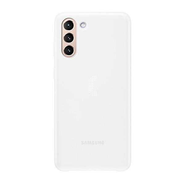 Samsung Galaxy S21 Plus 5G SM-G996, Plastový zadný kryt, ultratenký, LED svetlo, biely, továrenský