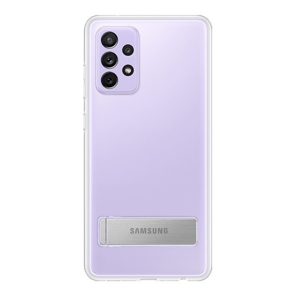 Samsung Galaxy A72 / A72 5G SM-A725F / A726B, Plastový zadný kryt, dvojvrstvový, pogumovaný, so stojanom, priehľadný, továrenský