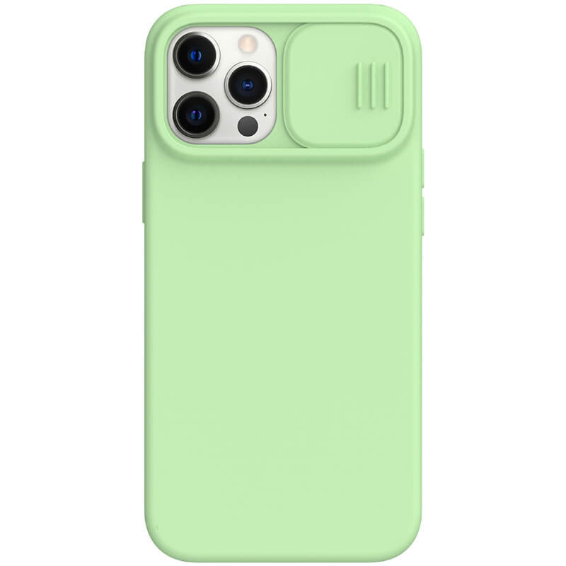 Apple iPhone 12 Pro Max, silikónové puzdro, stredne odolné proti nárazu, ochrana fotoaparátu, Nillkin CamShield Silky, zelená
