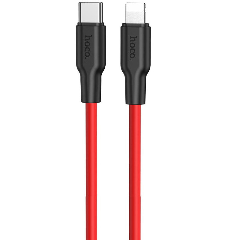 Nabíjací a dátový kábel USB Type-C, Lightning, 100 cm, 3000 mA, rýchle nabíjanie, PD, Hoco X21 Plus, čierna/červená